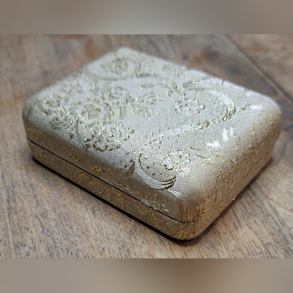 Vintage Avon Brocade Gold and Cream Jewelry Box
